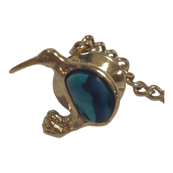 Vtg Paua Abalone Shell New Zealand Kiwi Bird Tie Tack Pin Exotic Bird Brooch - Picture 4 of 8